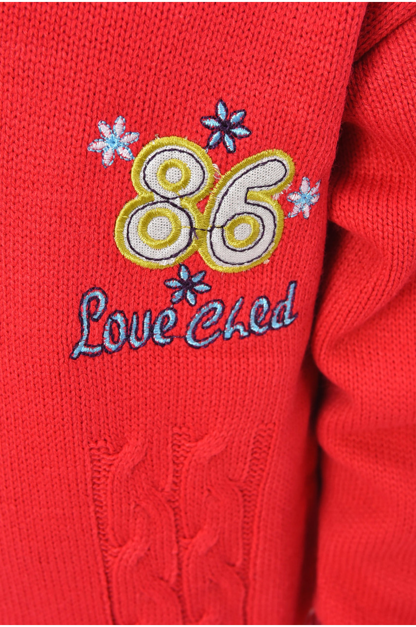 Светр дитячий для дівчинки червоного кольору 86 201645