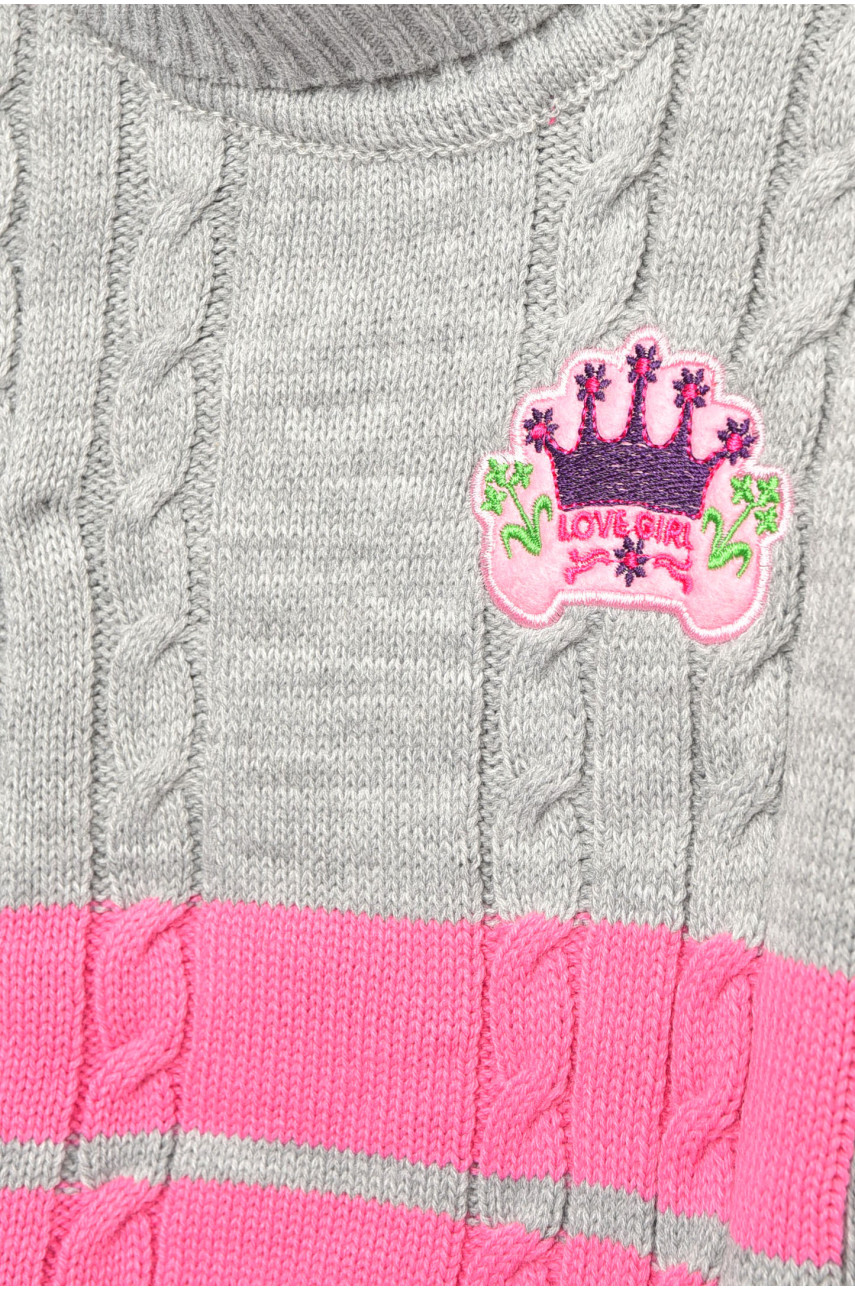 Светр дитячий для дівчинки сірого кольору з принтом 005 201654