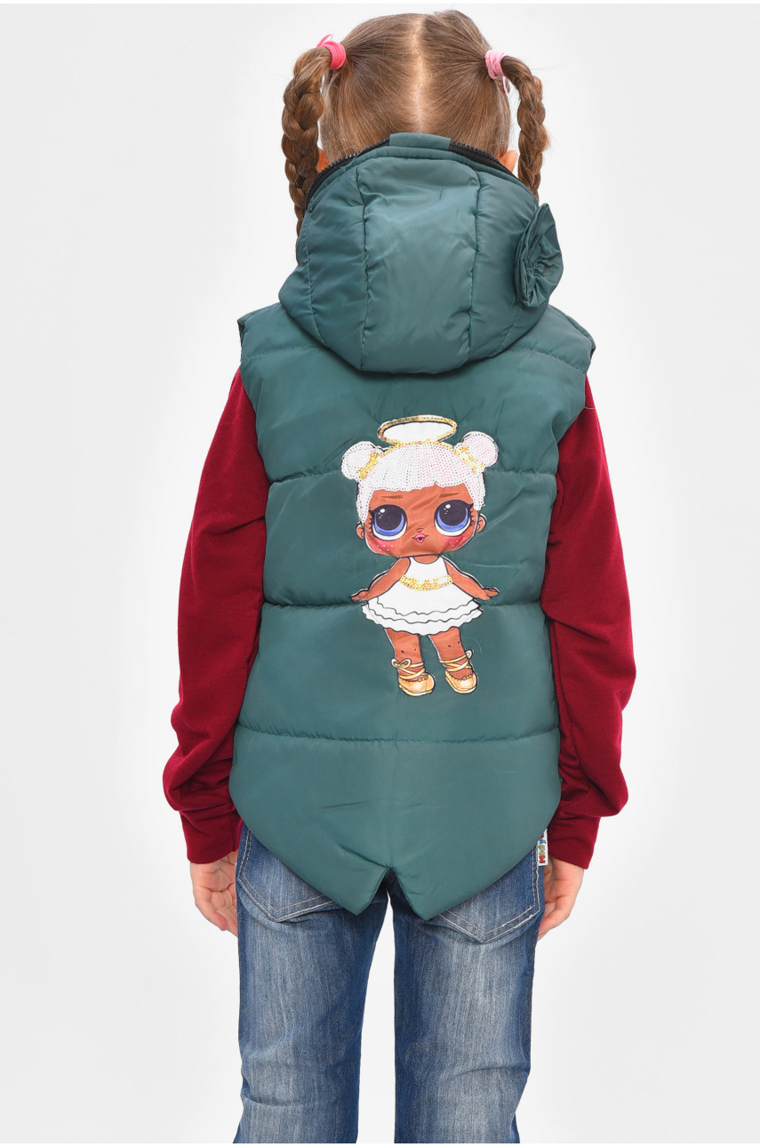 Жилетка детская для девочки демисезон зеленого цвета асорті 201660