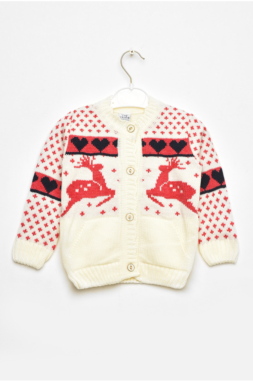 Кофта дитяча для дівчинки молочного кольору з принтом асорті 201705