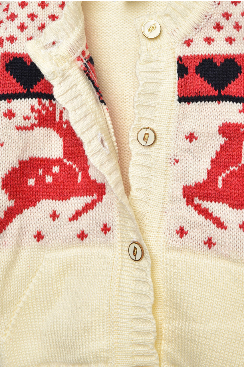 Кофта дитяча для дівчинки молочного кольору з принтом асорті 201705