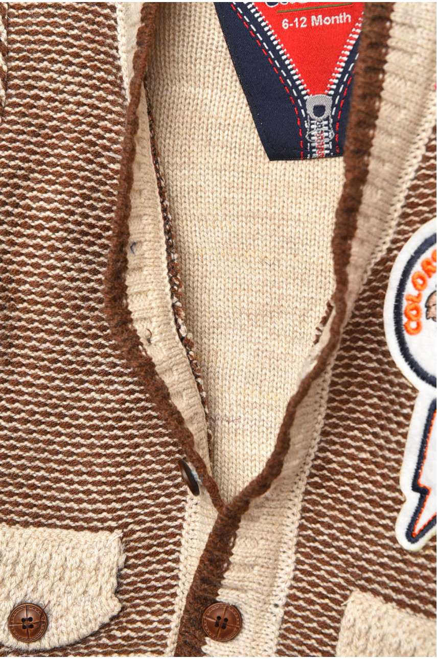 Кофта дитяча для хлопчика коричневого кольору з принтом 185 201710