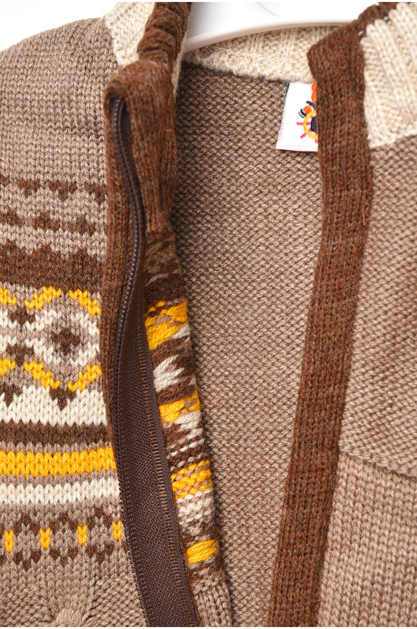 Кофта дитяча для хлопчика темно-бежевого кольору з принтом 193 201730