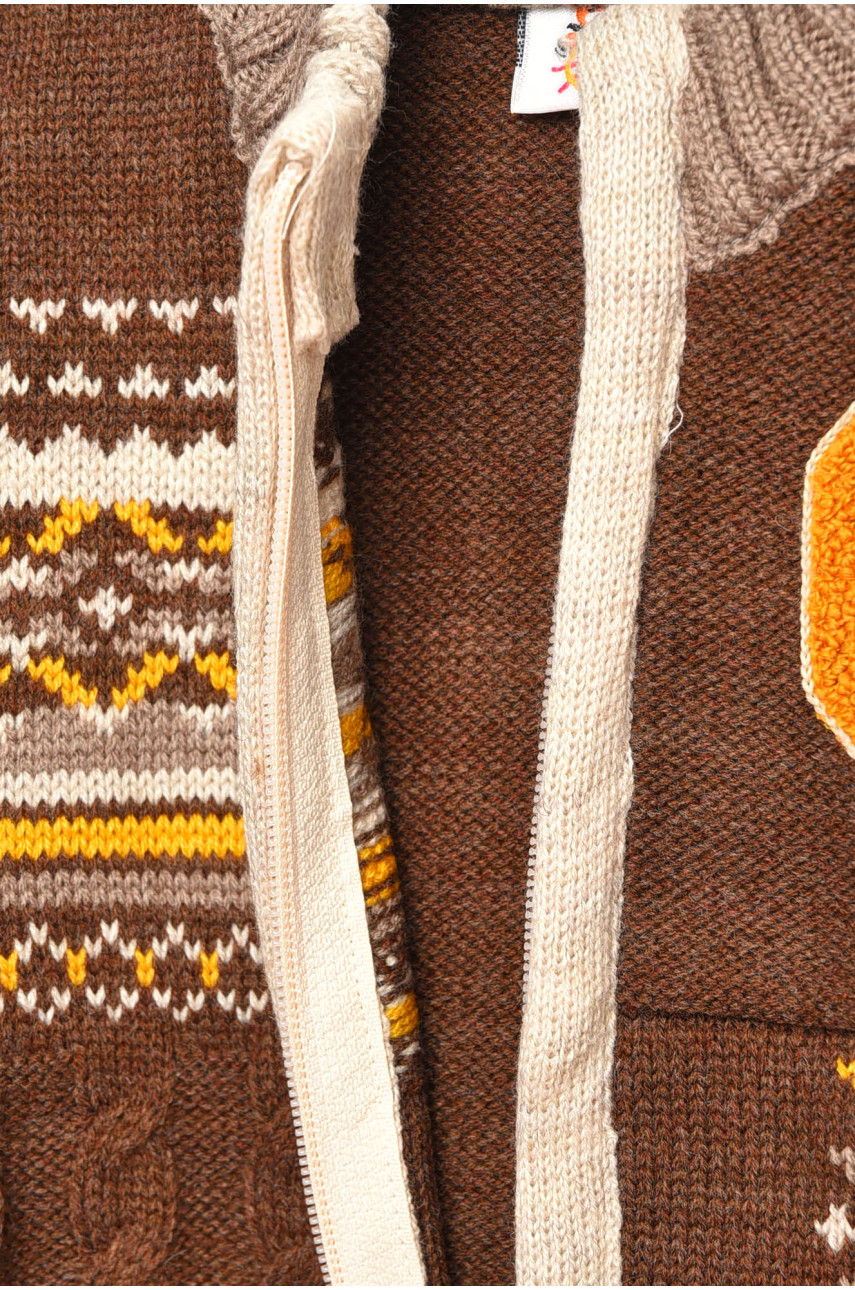 Кофта дитяча для хлопчика коричневого кольору з принтом 193 201732