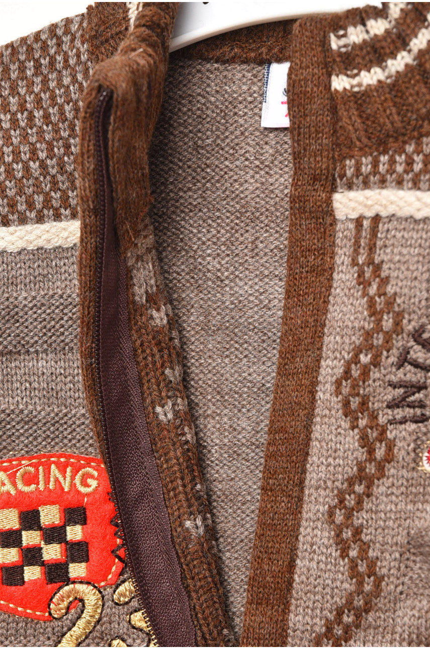 Кофта дитяча для хлопчика коричневого кольору з принтом 181 201742