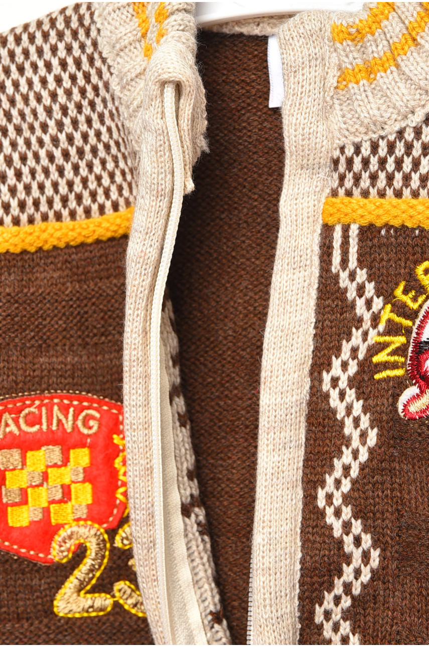 Кофта дитяча для хлопчика коричневого кольору з принтом 181 201743