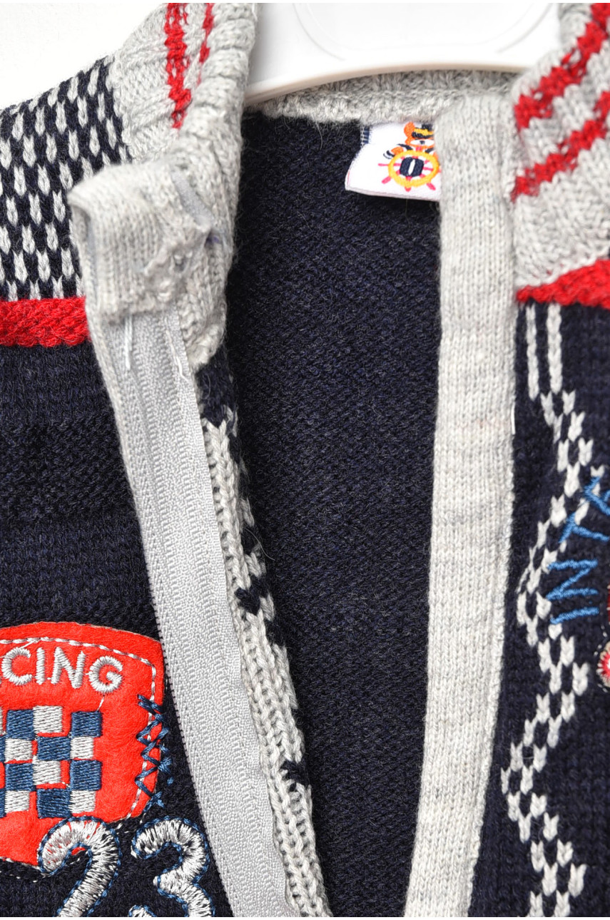 Кофта дитяча для хлопчика темно-синього кольору з принтом 181 201745