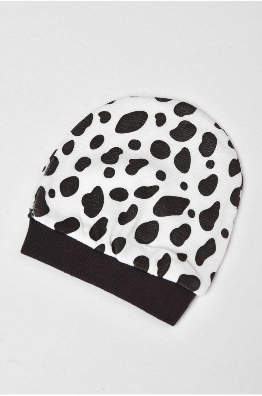 Человечек детский для девочки черно-белого цвета с шапочкой коровка 201750 Человечек детский для девочки черно-белого цвета с шапочкой коровка 201750