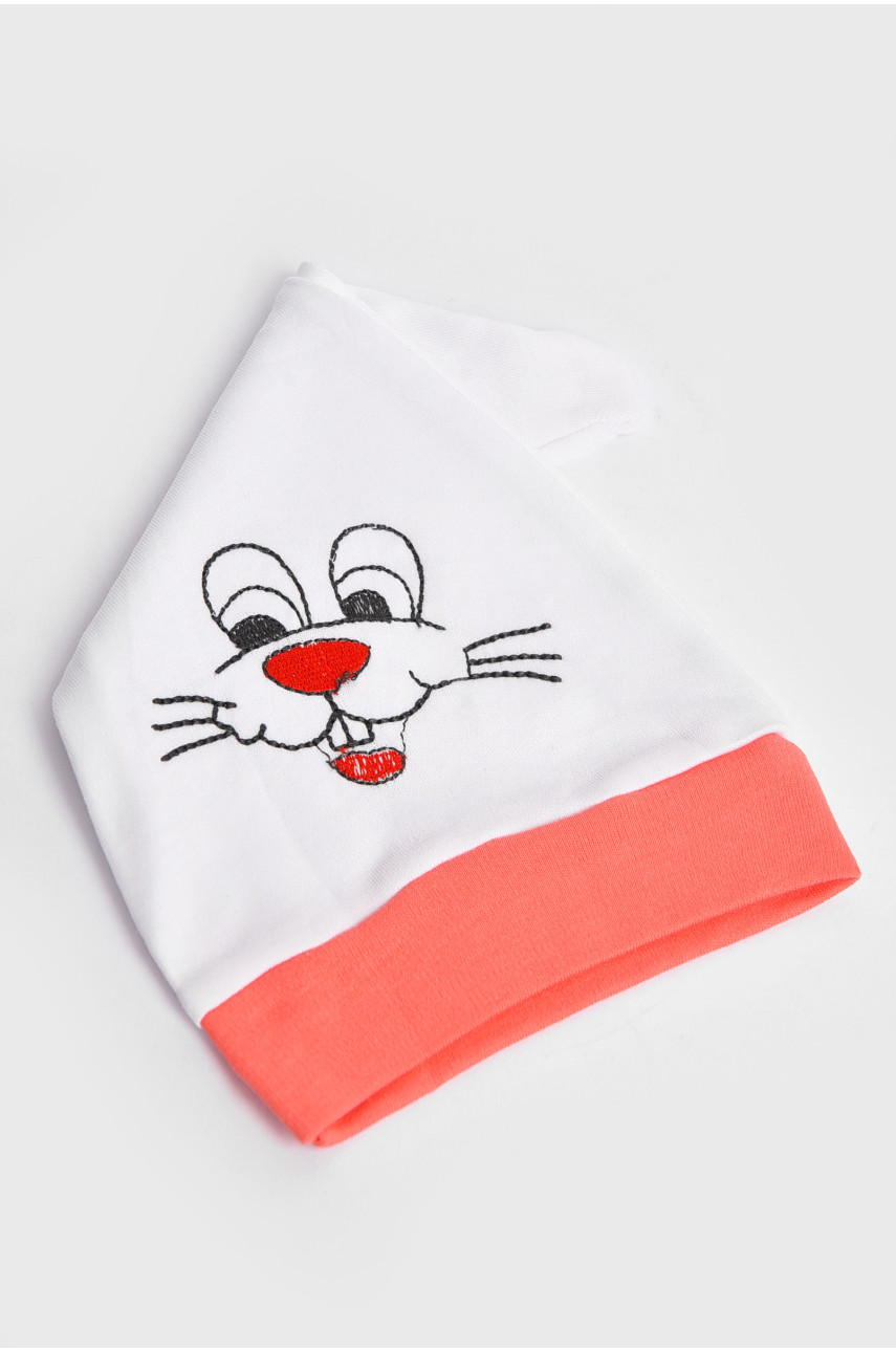 Человечек детский для девочки кораллового цвета с шапочкой 201769 Человечек детский для девочки кораллового цвета с шапочкой 201769