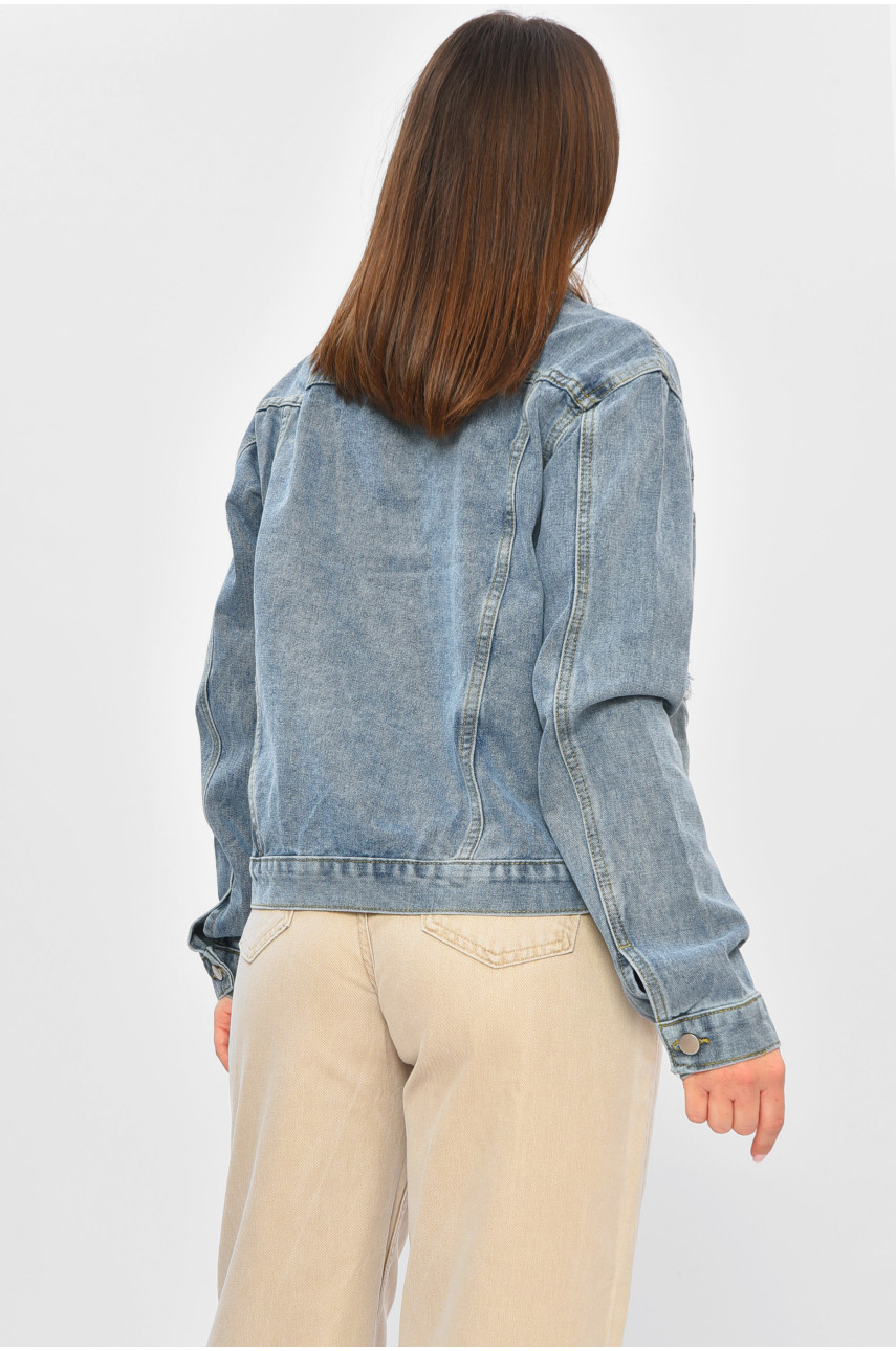 Джинсівка жіноча однотонна блакитного кольору 013 201860