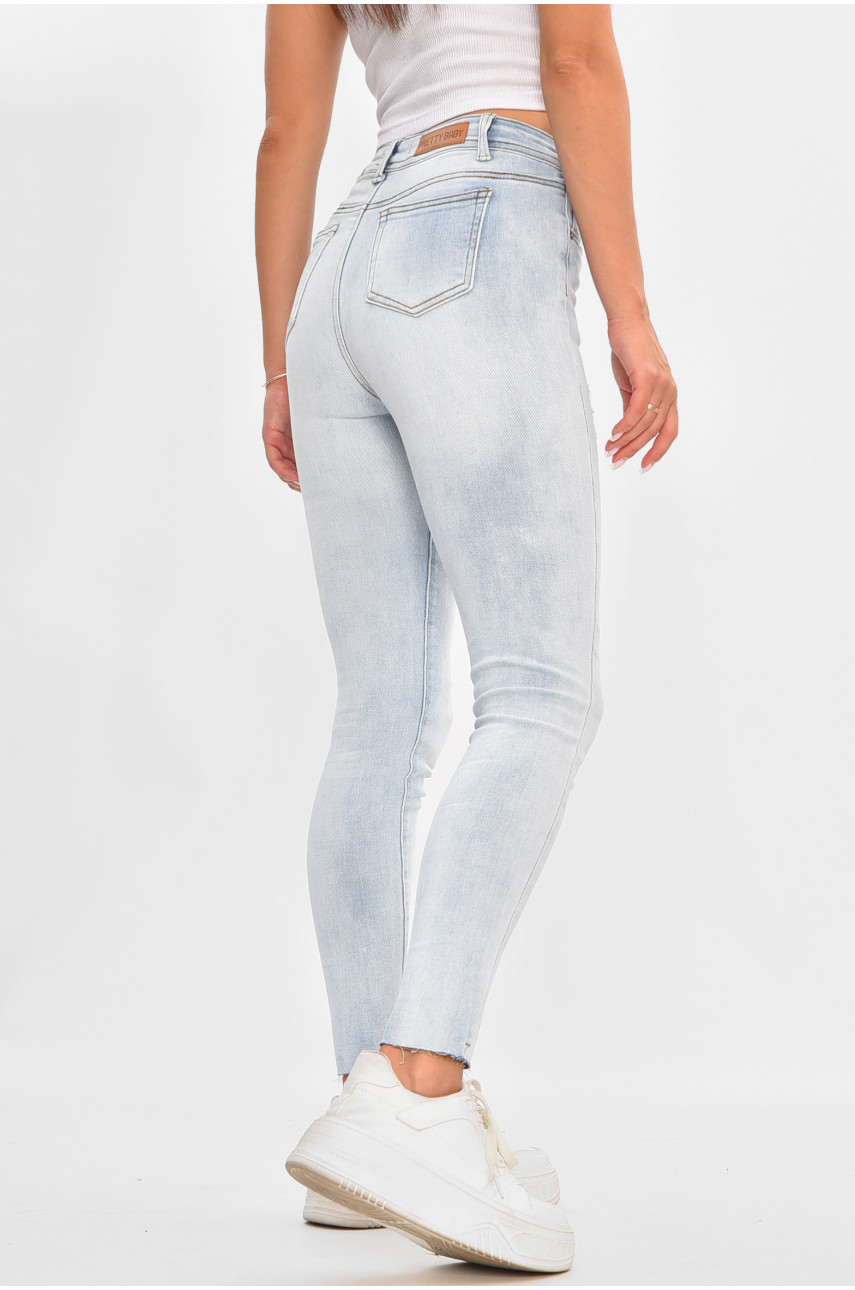 Джинси жіночі однотонні блакитного кольору S011 201872