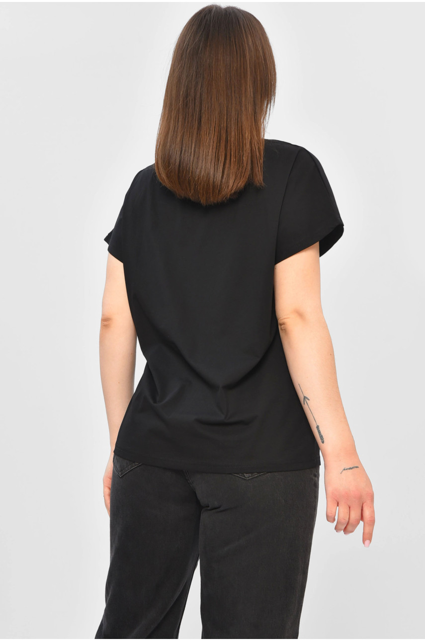 Футболка жіноча чорного кольору з принтом 3300 201879 Футболка жіноча чорного кольору з принтом 3300 201879
