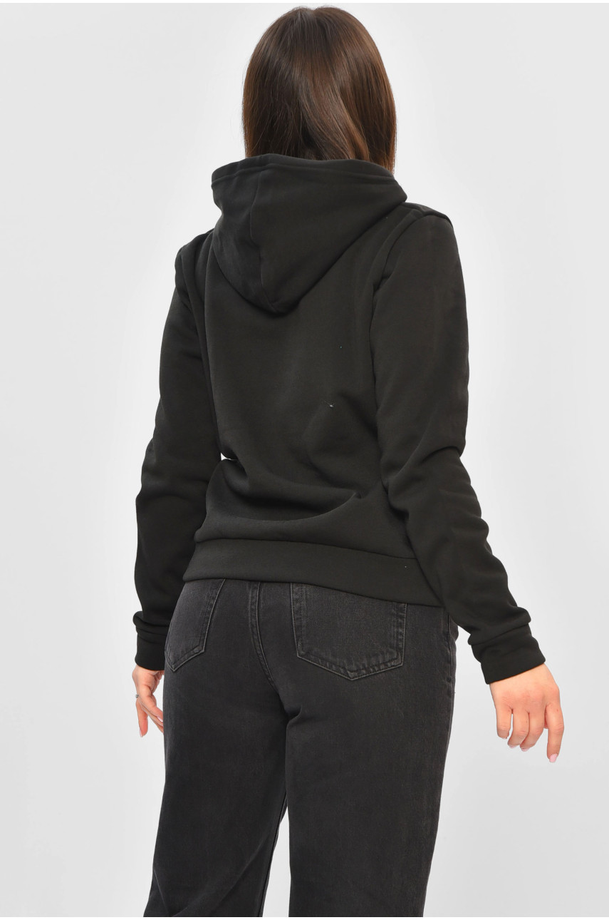 Худи женское на флисе черного цвета с принтом 1097 201916 Худи женское на флисе черного цвета с принтом 1097 201916