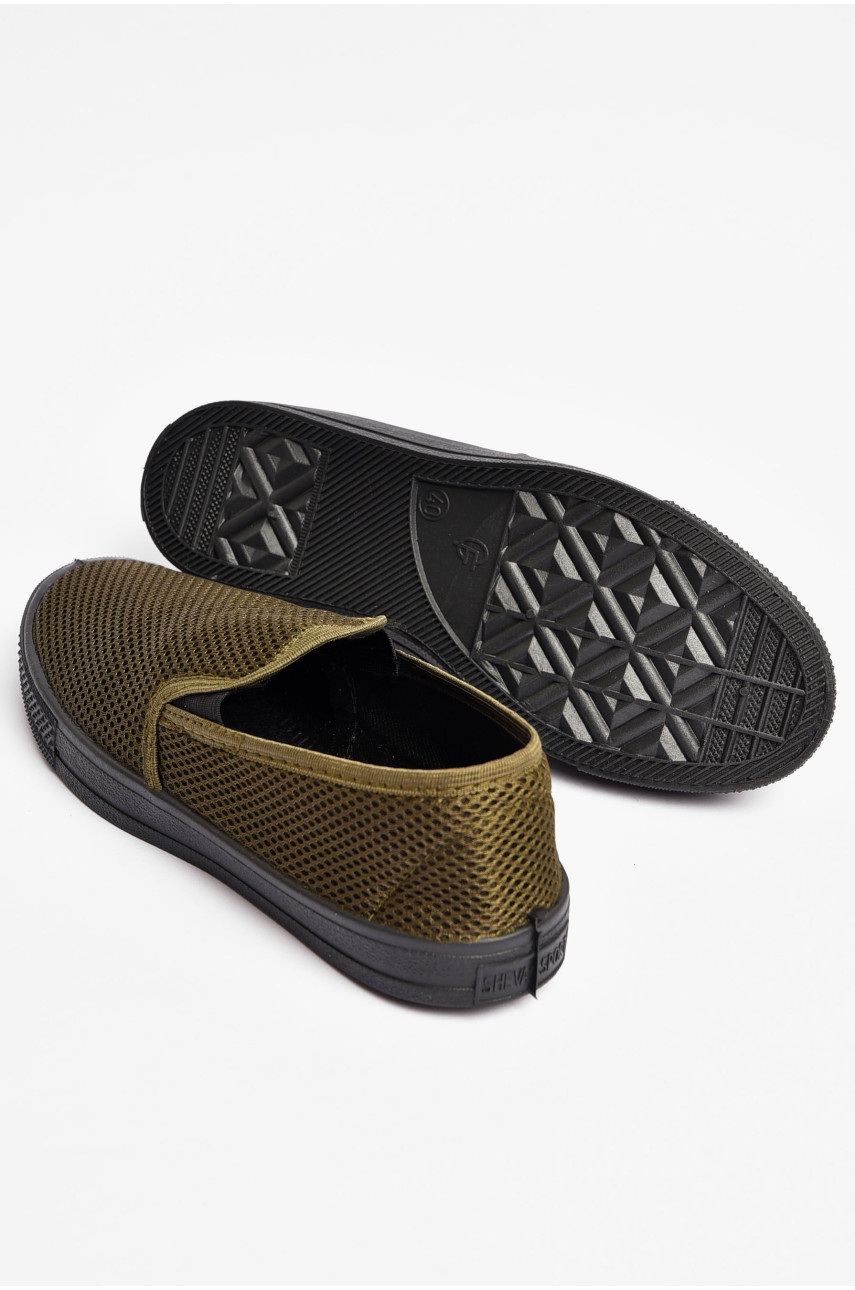 Слипоны мужские темно-зеленого цвета 042 201918