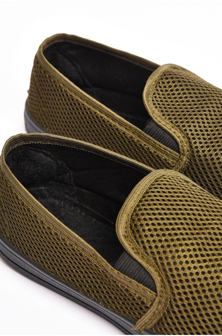 Слипоны мужские темно-зеленого цвета 042 201918