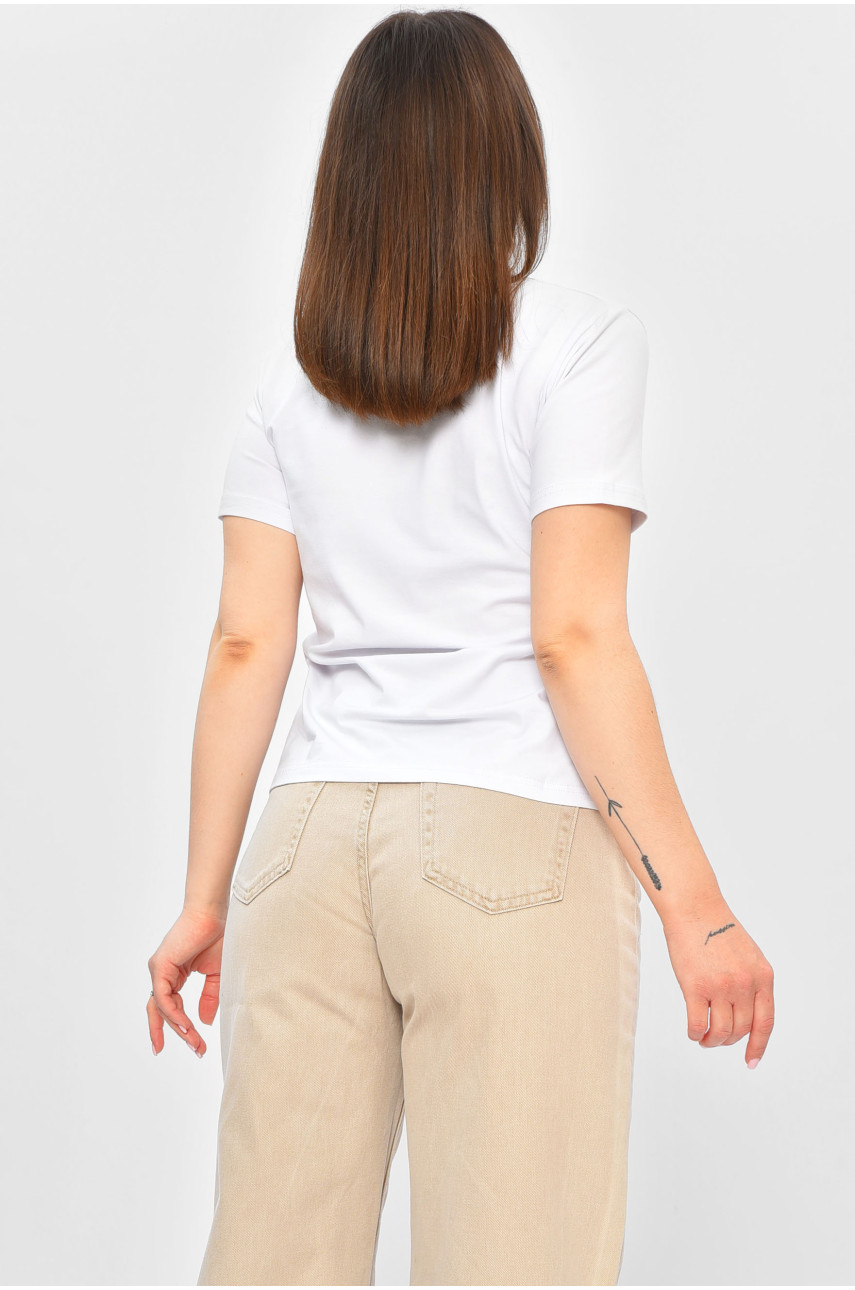 Футболка жіноча білого кольору з принтом 201934 Футболка жіноча білого кольору з принтом 201934