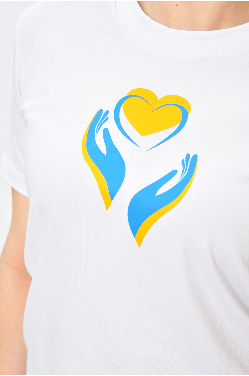 Футболка жіноча білого кольору з принтом 201934 Футболка жіноча білого кольору з принтом 201934