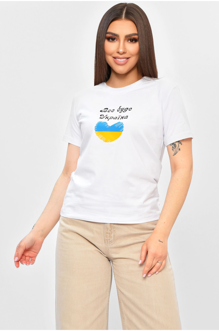 Футболка жіноча білого кольору з принтом 1112 201936 Футболка жіноча білого кольору з принтом 1112 201936