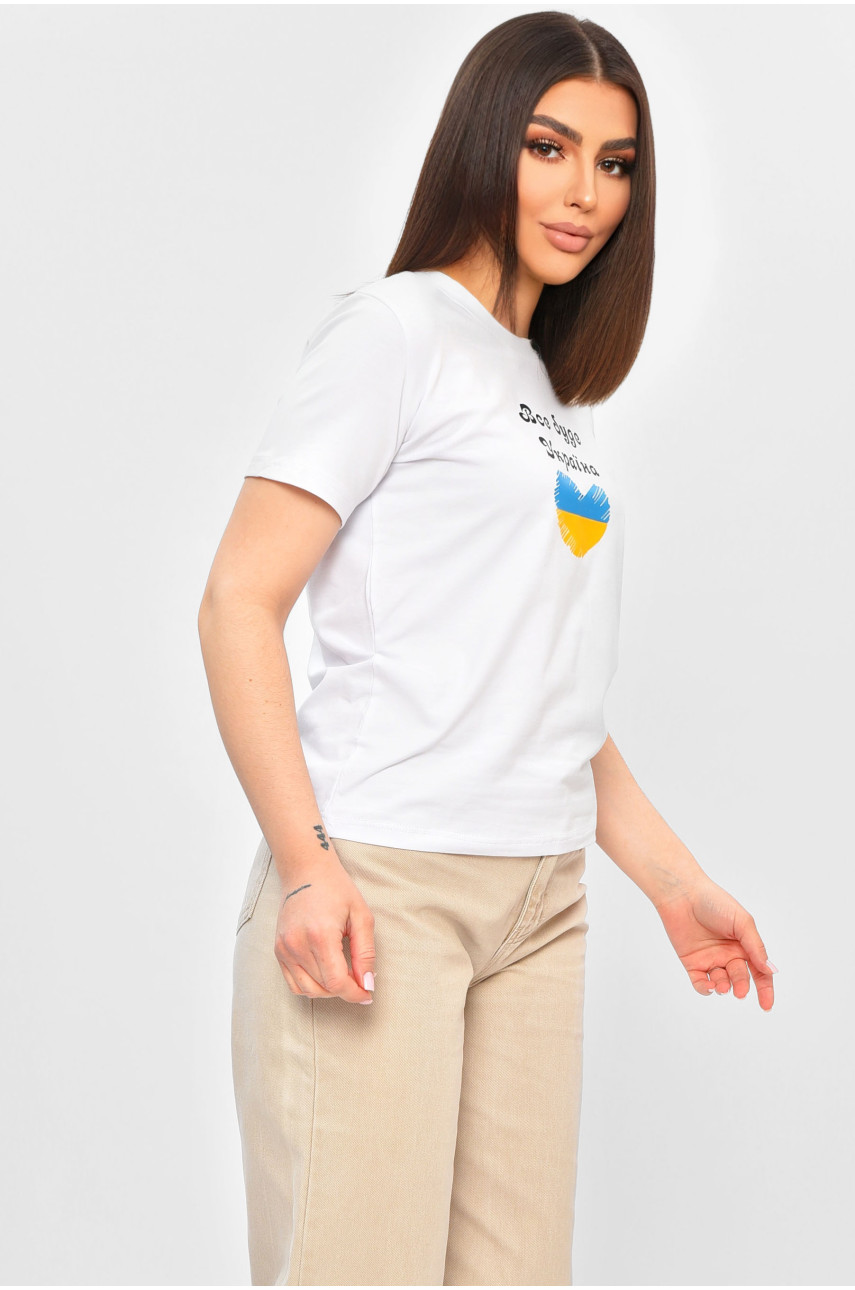 Футболка жіноча білого кольору з принтом 1112 201936 Футболка жіноча білого кольору з принтом 1112 201936