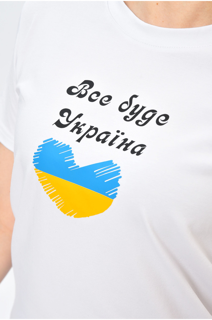 Футболка жіноча білого кольору з принтом 1112 201936 Футболка жіноча білого кольору з принтом 1112 201936