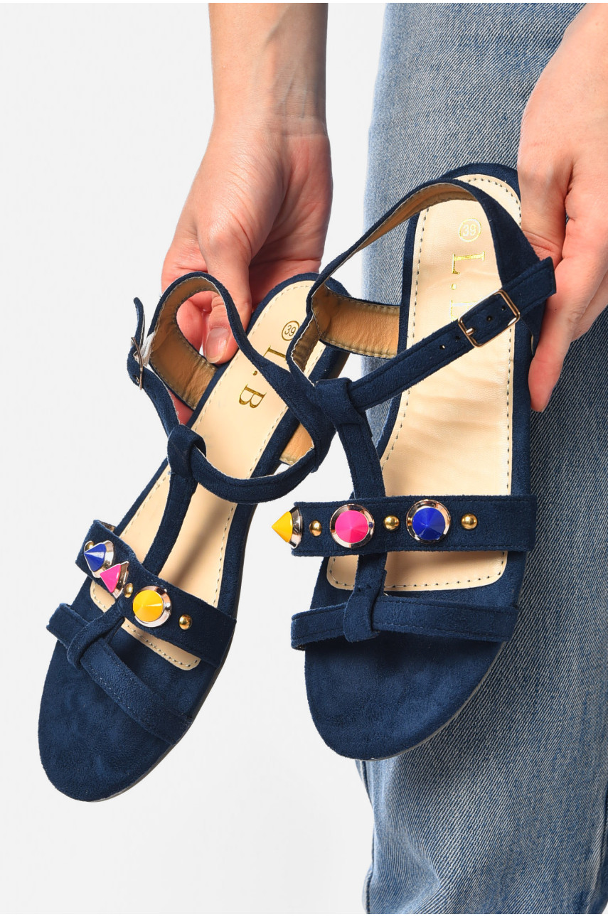 Босоножки женские темно-синего цвета l-10 201960 Босоножки женские темно-синего цвета l-10 201960