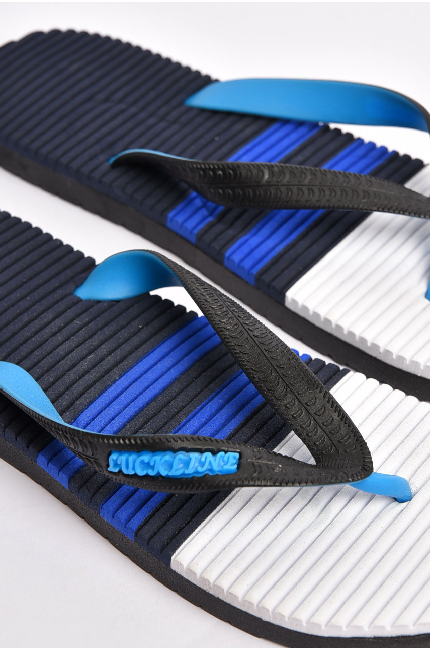 Вьетнамки мужские темно-синего цвета в разноцветную полосу 2002-73 201995