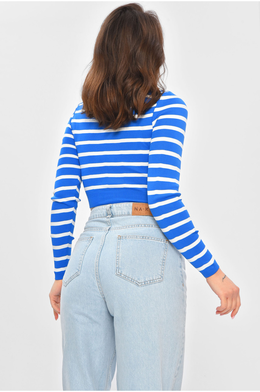 Кофта женская синего цвета в полоску 0322 202004