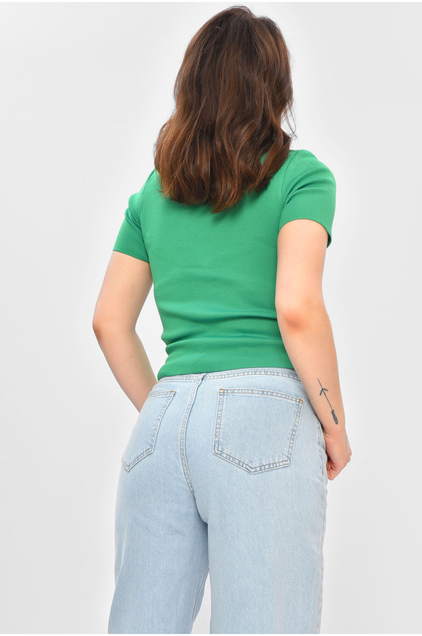 Футболка жіноча однотонна зеленого кольору 0273 202006 Футболка жіноча однотонна зеленого кольору 0273 202006