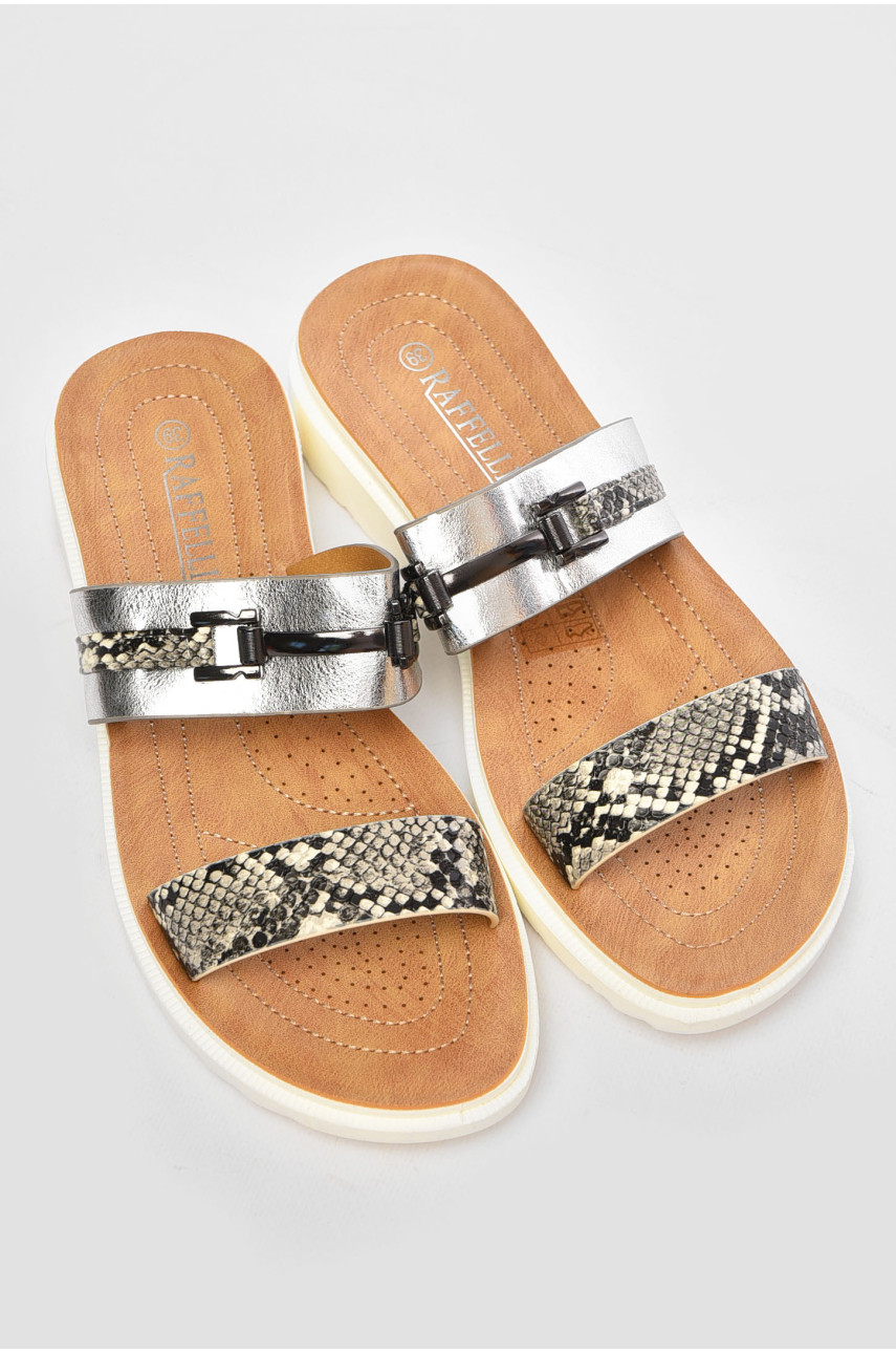 Шлепанцы женские серебристого цвета 361-2 202052