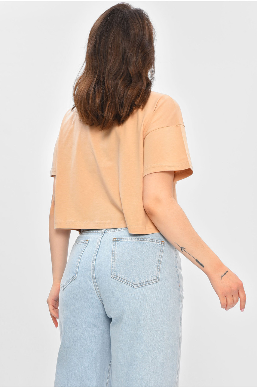 Футболка жіноча однотонна темно-бежевого кольору 2425 202058 Футболка жіноча однотонна темно-бежевого кольору 2425 202058