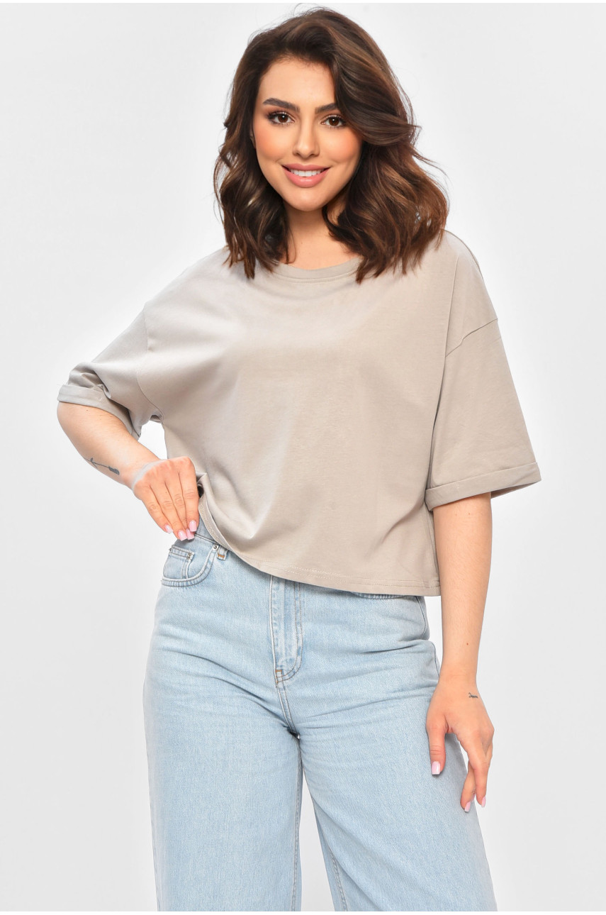 Футболка жіноча однотонна сірого кольору 5850-1 202066 Футболка жіноча однотонна сірого кольору 5850-1 202066