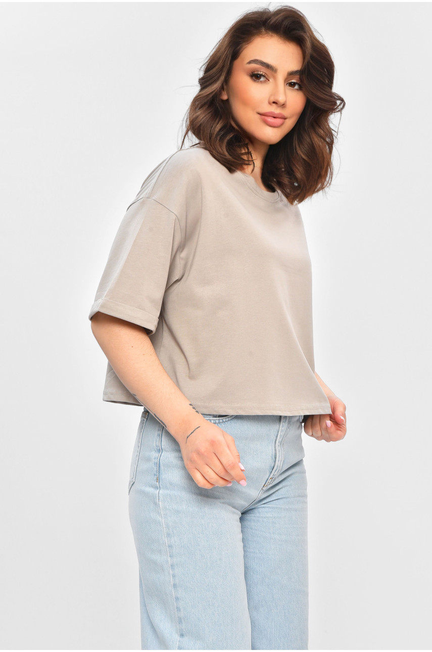 Футболка жіноча однотонна сірого кольору 5850-1 202066 Футболка жіноча однотонна сірого кольору 5850-1 202066