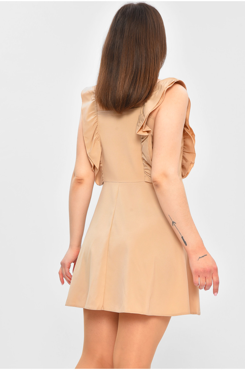 Сарафан женский однотонный бежевого цвета 202096 Сарафан женский однотонный бежевого цвета 202096