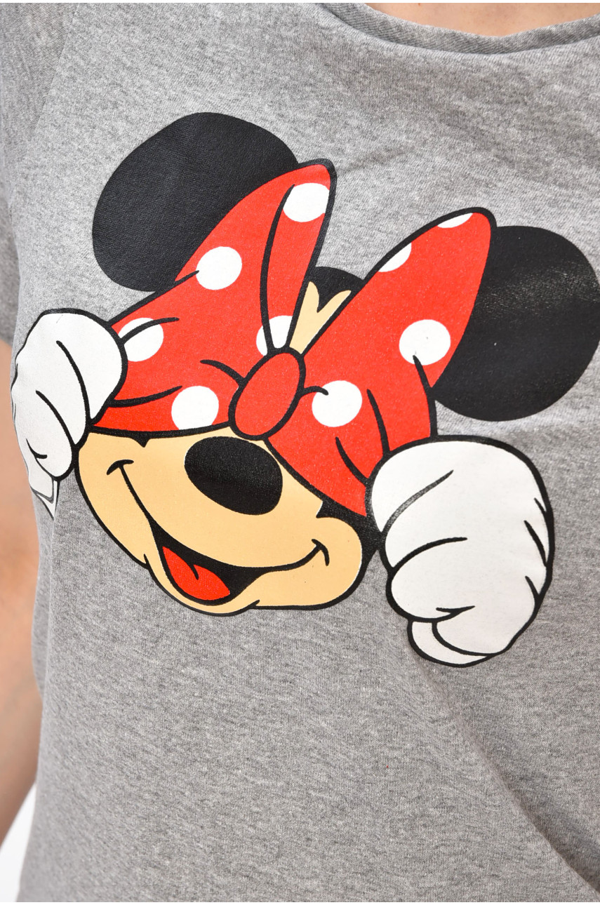 Футболка женская серого цвета с принтом 712 202107 Футболка женская серого цвета с принтом 712 202107