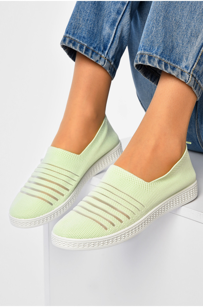 Мокасины женские мятного цвета текстиль 07-9 202110