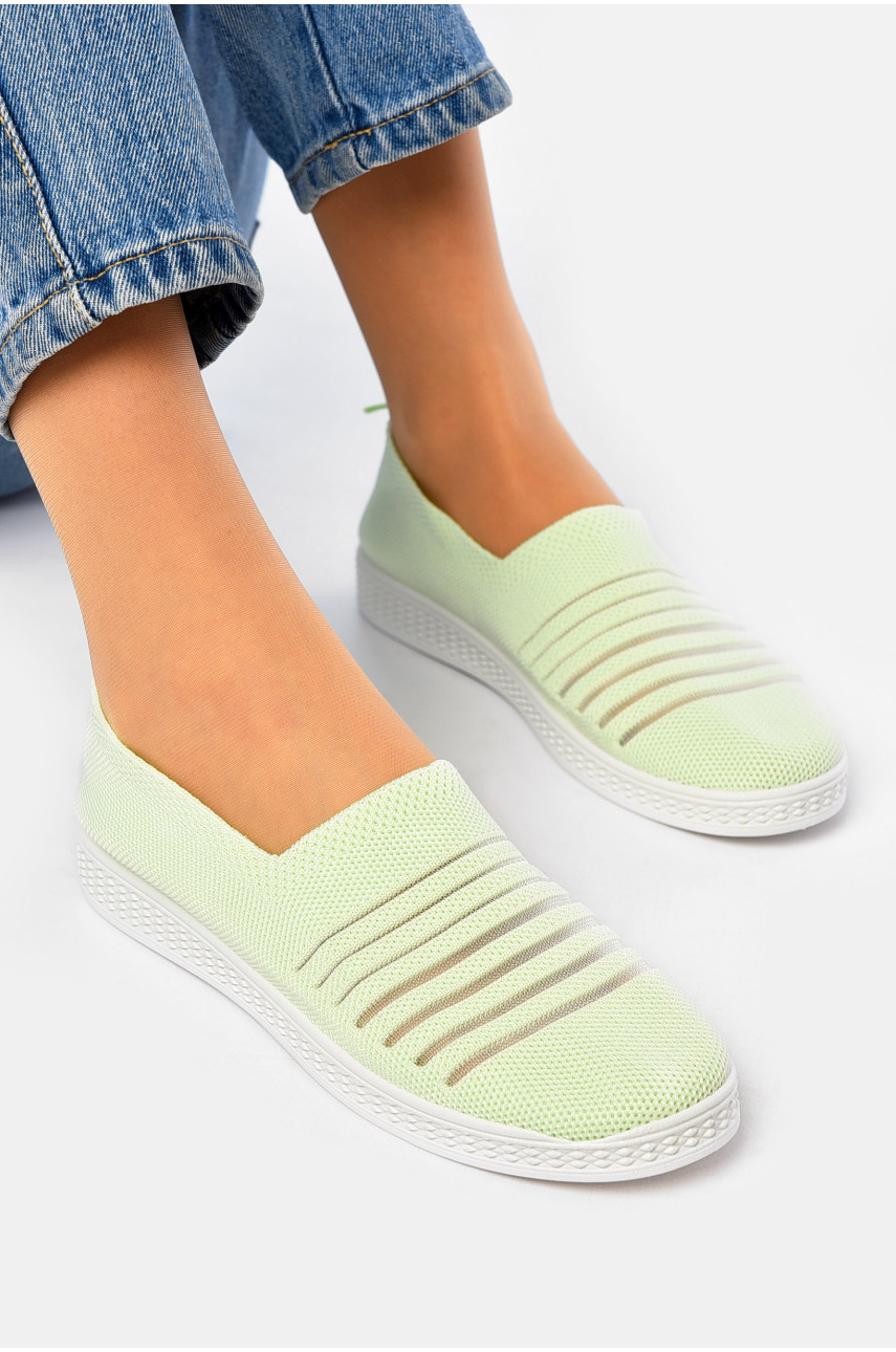 Мокасины женские мятного цвета текстиль 07-9 202110