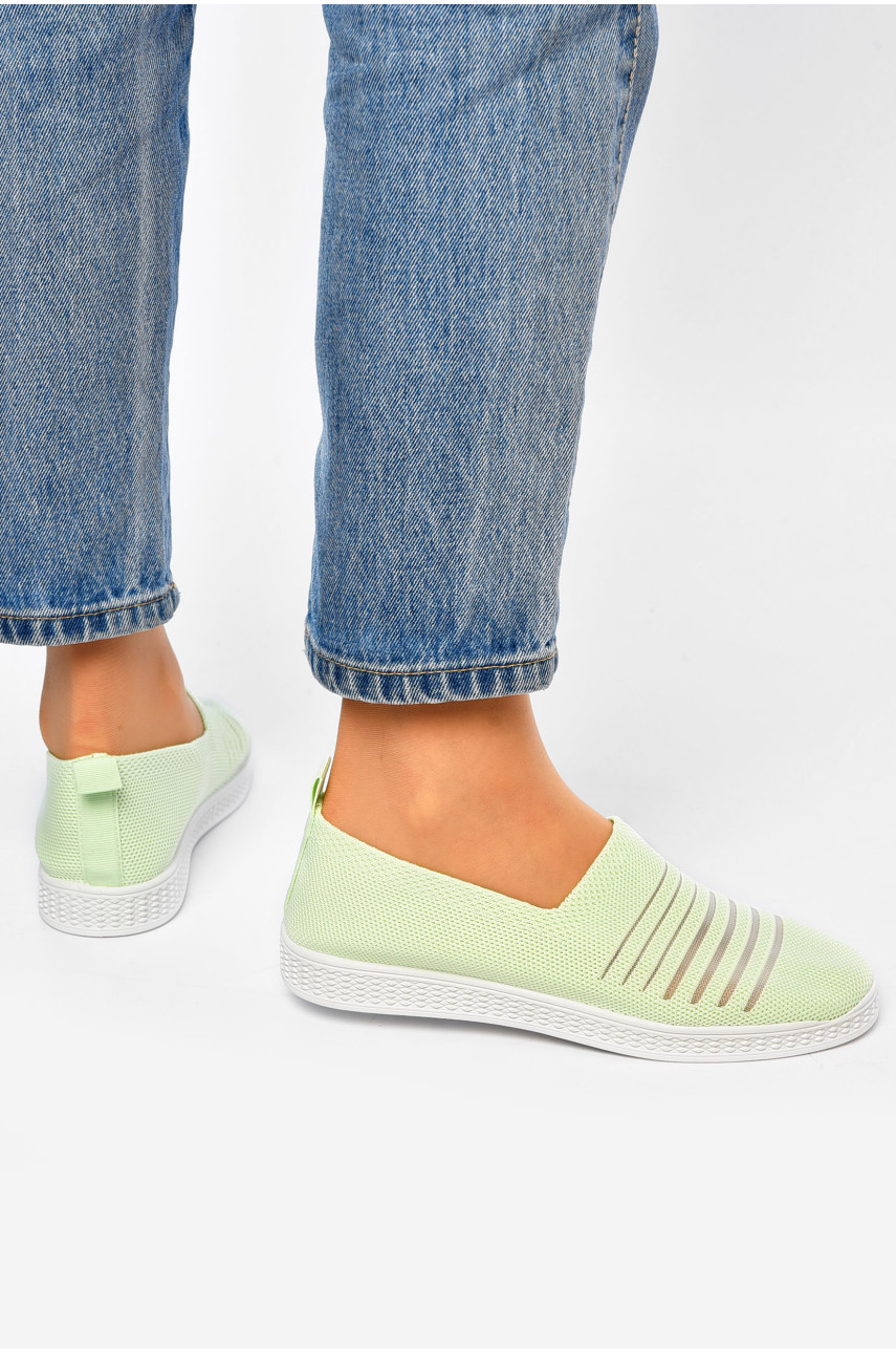 Мокасины женские мятного цвета текстиль 07-9 202110 Мокасины женские мятного цвета текстиль 07-9 202110