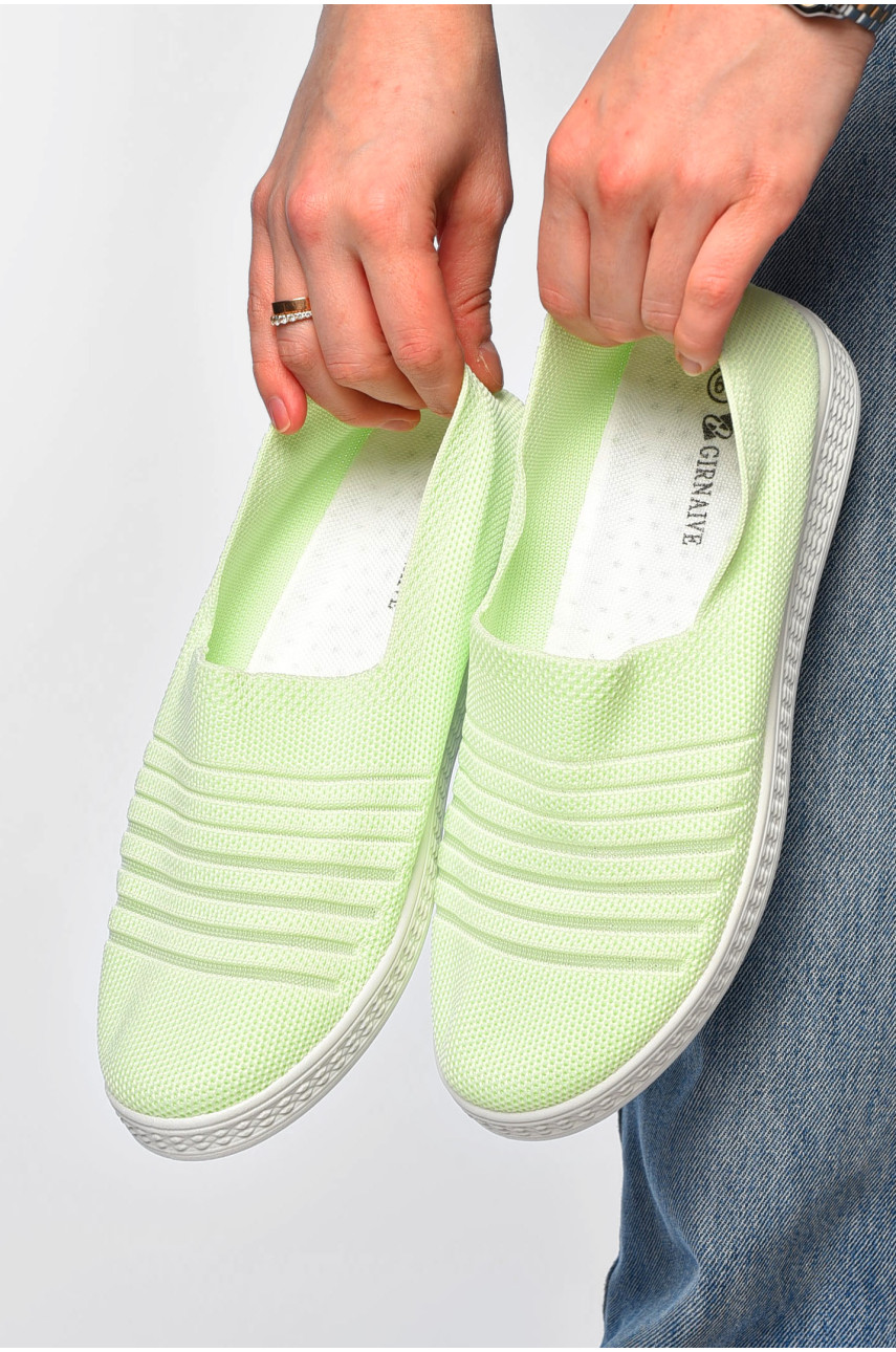 Мокасины женские мятного цвета текстиль 07-9 202110 Мокасины женские мятного цвета текстиль 07-9 202110