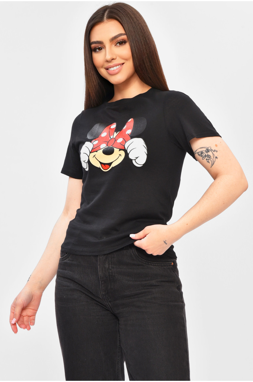 Футболка женская черного цвета с принтом 202111