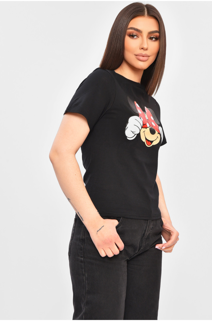 Футболка женская черного цвета с принтом 202111