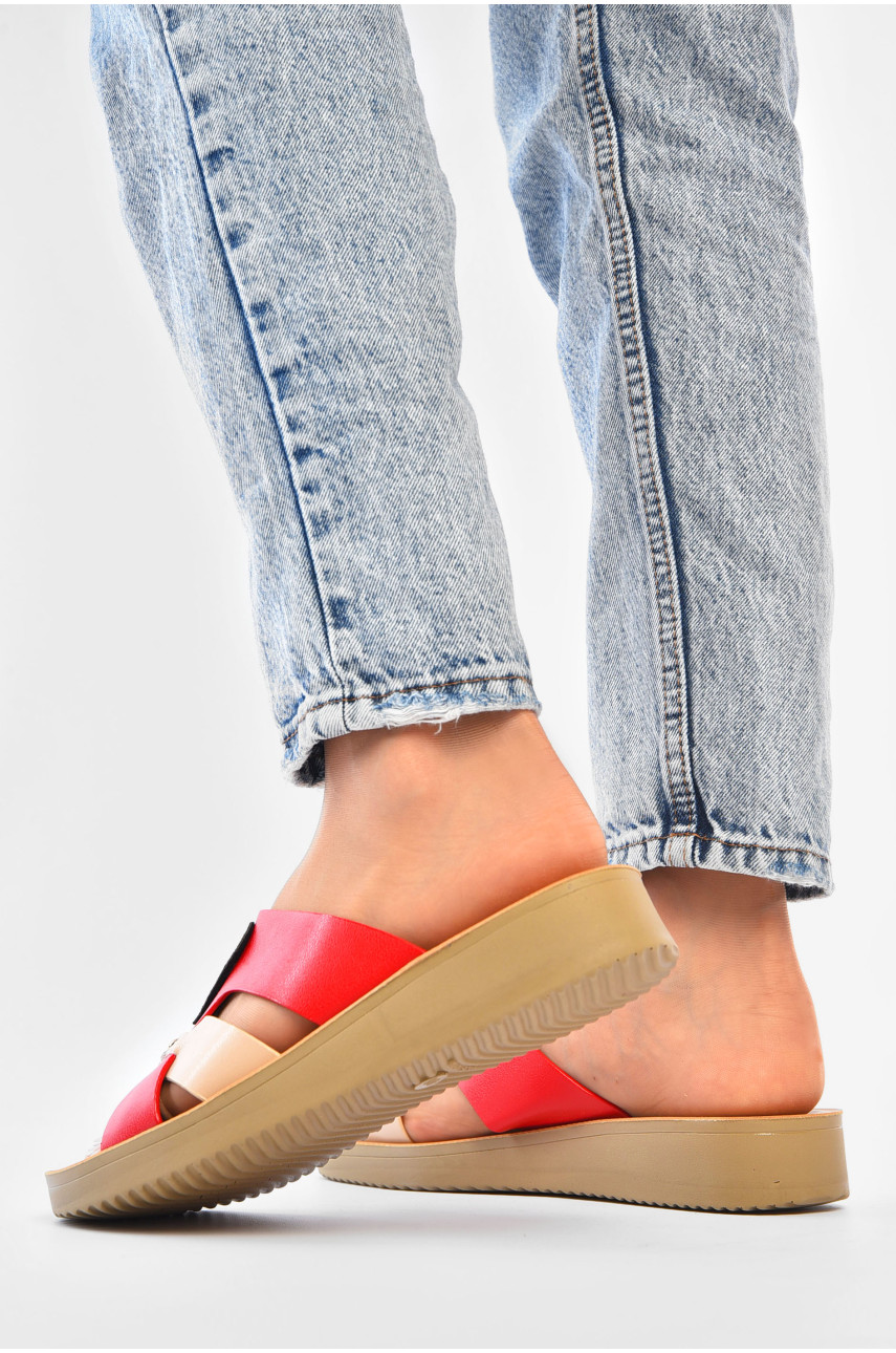 Шльопанці жіночі червоного кольору 3012-2 202120