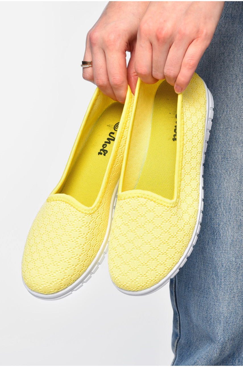 Мокасины женские желтого цвета текстиль В66-2 202122