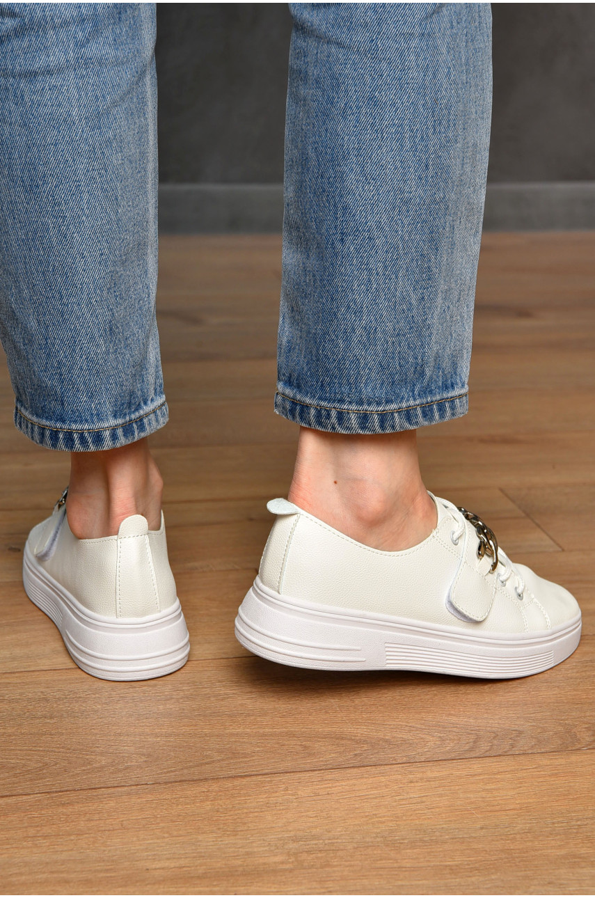 Мокасины женские белого цвета на шнуровке 126-19 202155