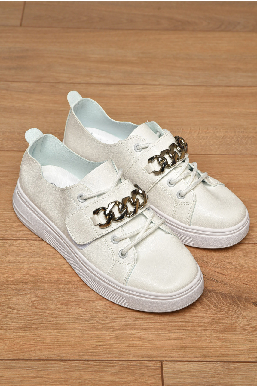 Мокасины женские белого цвета на шнуровке 126-19 202155