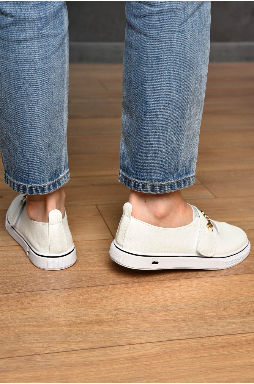 Мокасины женские белого цвета на шнуровке 126-3 202156