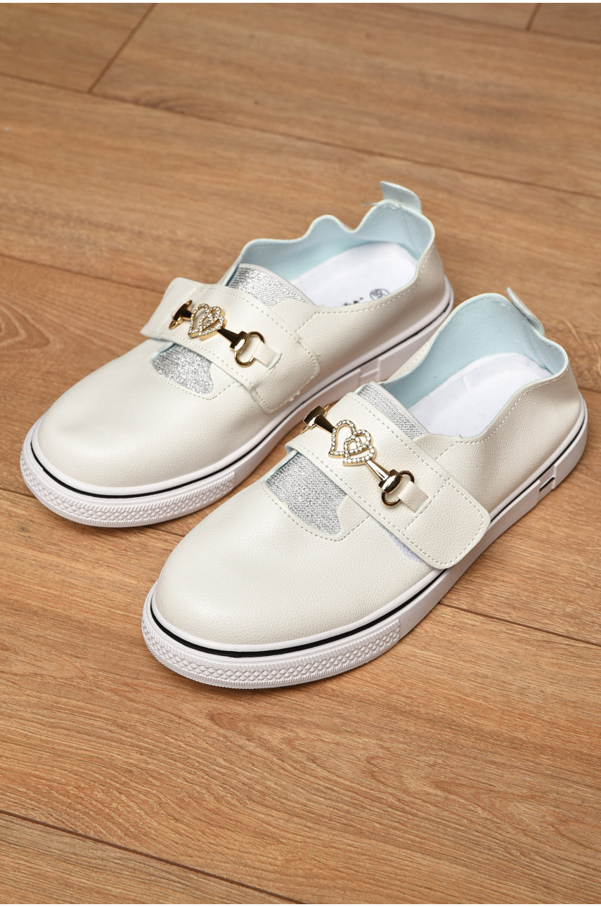 Мокасины женские белого цвета на шнуровке 126-3 202156