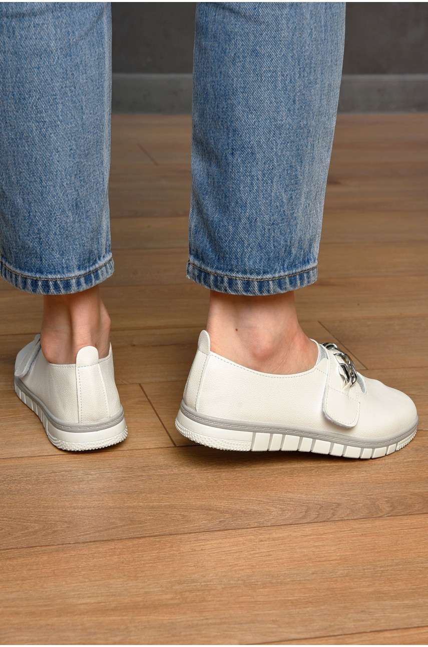Мокасины женские белого цвета на шнуровке 126-29 202157