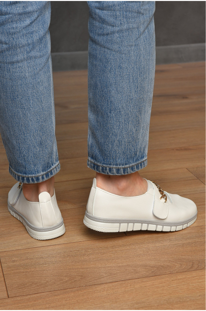 Мокасины женские белого цвета на шнуровке 126-30 202158