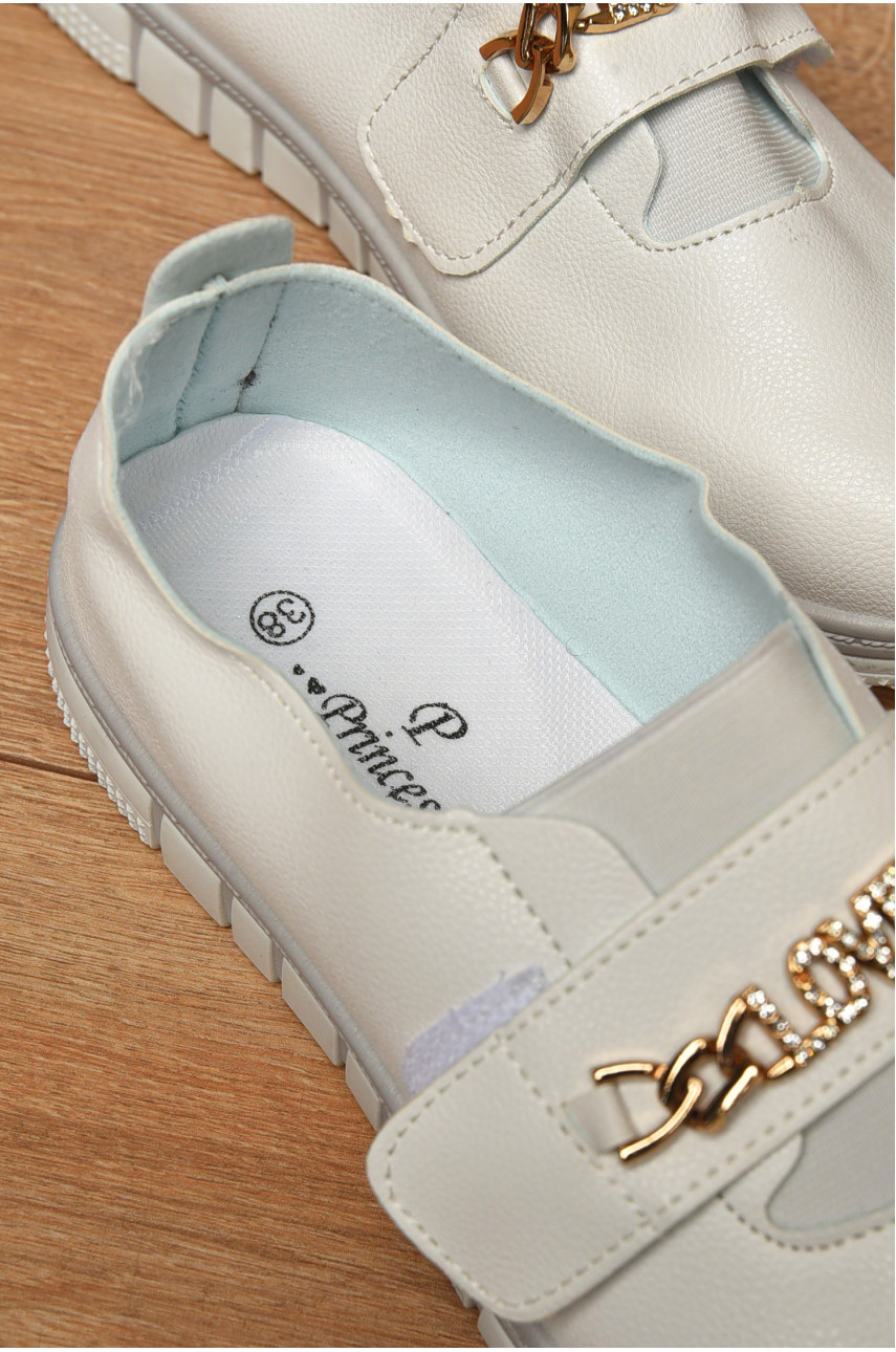 Мокасины женские белого цвета на шнуровке 126-30 202158