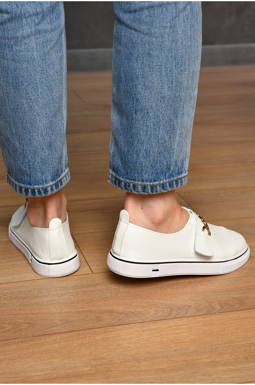 Мокасины женские белого цвета на шнуровке 126-8 202159